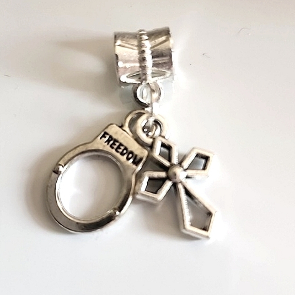 FREEDOM In Christ Charm CROSS AND freedom Handcuff Reminder of Who you A…